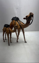 Load image into Gallery viewer, Vintage Brown Leather Wrapped Saddle Harness Mother Calf Camel Figurines 2 Pcs
