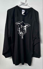 Load image into Gallery viewer, Athletic Knit Mens Black V-Neck Long Sleeve Pullover Hockey Jersey Size L
