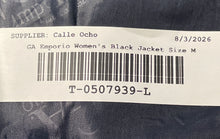 Load image into Gallery viewer, Emporio Collection Womens Black Suede Long Sleeve Collared Belted Jacket M W/Tag
