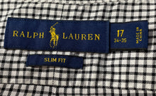 Load image into Gallery viewer, Ralph Lauren Mens Black White Check Cotton Slim Fit Collared Dress Shirt Size 17
