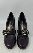 Load image into Gallery viewer, Antonio Melani Womens Brown Leather Round Toe Buckle Pump Heels Size 8.5M
