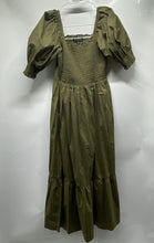 Load image into Gallery viewer, INC International Concepts Womens Olive Green Smocked Fit &amp; Flare Dress Size M
