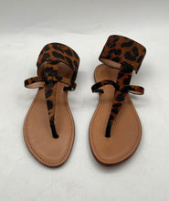 Load image into Gallery viewer, Schutz Womens Brown Leather Animal Print Flat Ankle Strap Sandals Size EU 36
