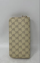 Load image into Gallery viewer, NK Womens Beige Leather Signature Print Inner Pocket Zip-Around Wallet
