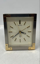 Load image into Gallery viewer, Seiko Silver Gold-Tone Vintage Style Square Analog Alarm Desk Clock Not Tested
