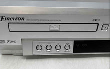 Load image into Gallery viewer, Emerson EWD2003 Silver HQ 4 Head Video Cassette Recorder/DVD Player Not Tested
