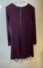Load image into Gallery viewer, Express Womens Purple Long Sleeve Round Neck Back Zip Mini Dress Size XS
