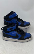 Load image into Gallery viewer, Nike Boys Court Borough Mid 2 Blue Black Leather Lace-Up Sneaker Shoes Size 6Y
