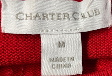 Load image into Gallery viewer, Charter Club Womens Red Puff Sleeve Embellished Knit Pullover Sweater Size M
