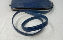 Load image into Gallery viewer, Helene Womens Blue Croc Emobossed Patent Leather Zip Top Crossbody Bag
