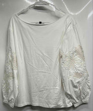 Load image into Gallery viewer, Banana Republic Womens White Embroidered Long Sleeve Boat Neck Blouse Top Size M
