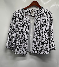 Load image into Gallery viewer, Anne Klein Womens Black And White Floral 3/4 Sleeve Open Front Jacket Size L

