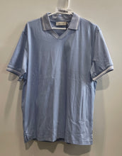 Load image into Gallery viewer, Bugatchi Mens Light Blue Cotton Short Sleeve Johnny Collar Polo Shirt Size M
