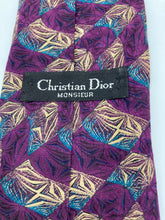 Load image into Gallery viewer, Christian Dior Monsieur Mens Purple Printed Silk Adjustable Designer Necktie
