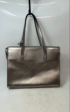 Load image into Gallery viewer, Guess Womens Metallic Silver Leather Inner Pockets Shoulder Strap Tote Bag
