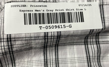 Load image into Gallery viewer, Express Mens Gray Plaid Print Long Sleeve Collared Button-Up Shirt Sz L 16-16.5

