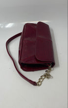 Load image into Gallery viewer, Liz Claiborne Womens Red Croc Embossed Leather Chain Strap Flap Shoulder Handbag
