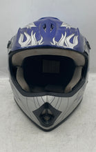 Load image into Gallery viewer, TCMT Unisex HY601 Blue &amp; Gray Printed Cushioned Motorcycle Helmet Size XL
