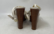 Load image into Gallery viewer, Michael Kors Womens White Brown Gold Studded Wedge Platform Sandals Size 6.5M
