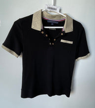 Load image into Gallery viewer, Tommy Hilfiger Womens Black Cotton Short Sleeve Collared Polo Shirt Size S
