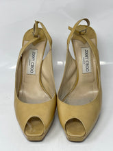 Load image into Gallery viewer, Authentic Jimmy Choo London Womens Beige High Slingback Heels Size EU 40 Damaged
