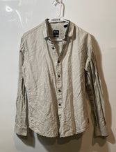 Load image into Gallery viewer, Armani Exchange Mens White Beige Striped Long Sleeve Slim Button-Up Shirt Size M
