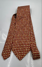 Load image into Gallery viewer, Givenchy Mens Red Yellow Geometric Print Silk Keeper Loop Adjustable Pointed Tie
