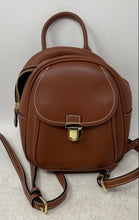 Load image into Gallery viewer, Laorentou Womens Brown Leather Adjustable Shoulder Strap Mini Backpack
