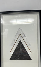 Load image into Gallery viewer, Black White Geometric Golden Marble Triangles Framed Wall Art Painting Print

