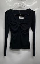 Load image into Gallery viewer, Banana Republic Womens Black Long Sleeve V-Neck Twisted Front Blouse Top Size XS
