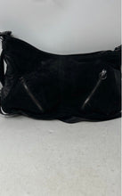 Load image into Gallery viewer, Pietro Womens Black Suede Leather Trim Adjustable Strap Zip Top Shoulder Bag
