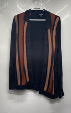 Load image into Gallery viewer, Express Mens Blue Brown Striped Long Sleeve Button Front Cardigan Sweater Sz XS
