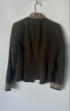 Load image into Gallery viewer, Zara Basic Collection Womens Green Embroidered Military Jacket Size Medium

