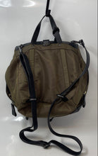 Load image into Gallery viewer, Vince Camuto Womens Olive Green Black Leather Trim Magnetic Flap Charm Backpack
