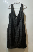 Load image into Gallery viewer, Jones Wear Womens Black Ruffled Jeweled Shutter Midi Formal Sheath Dress Size 12

