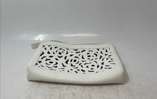 Load image into Gallery viewer, Oscar De La Renta Womens White Perforated Top Zipper Travel Makeup Handbag
