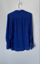 Load image into Gallery viewer, Guess Womens Royal Blue Long Sleeve Henley Neck Blouse Top Size L/G
