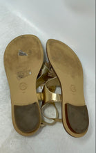 Load image into Gallery viewer, Michael Kors Womens Lolita Gold Metallic Leather Tassel Thong Sandals Size 11M
