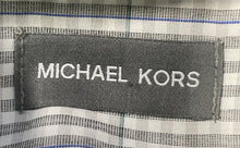 Load image into Gallery viewer, Michael Kors Mens Gray White Plaid Cotton Dress Shirt Size XL 17-17.5 34/35
