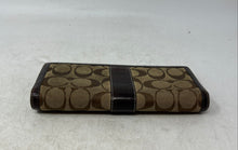 Load image into Gallery viewer, Coach Womens Brown Beige Signature Print Credit Card Slot Bifold Wallet
