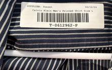 Load image into Gallery viewer, Calvin Klein Mens Blue White Striped Print Long Sleeve Button-Up Shirt Size L
