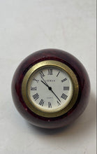 Load image into Gallery viewer, Leeman Brown Classic Decorative Table Clock Shaped Like A Cricket Ball
