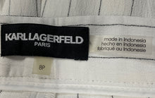 Load image into Gallery viewer, Karl Lagerfeld Womens White Striped Straight Leg Trouser Pants Size 8P
