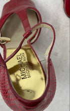 Load image into Gallery viewer, Michael Kors Womens Nada Red Snakeskin Leather Stiletto Platform Heels Size 8
