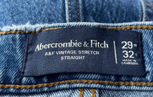Load image into Gallery viewer, Abercrombie &amp; Fitch Mens Blue Denim Medium Wash Straight-Leg Jeans Size 29x32
