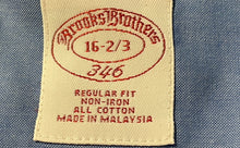 Load image into Gallery viewer, Brooks Brothers 346 Mens Blue Cotton Regular Fit Non-Iron Dress Shirt Sz 16 2/3
