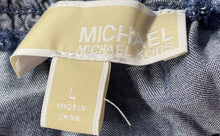 Load image into Gallery viewer, Michael Kors Womens Blue Ruffle Smocked Off The Shoulder Blouse Top Size Large
