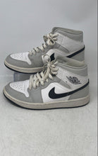 Load image into Gallery viewer, Nike Womens Air Jordan 1 Mid Gray White Mid Top Lace-Up Sneaker Shoes Size 9
