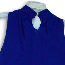 Load image into Gallery viewer, Calvin Klein Womens Blue Keyhole Back Ruffle Front Sleeveless Blouse Top Size L

