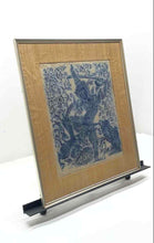 Load image into Gallery viewer, Thai Temple Rubbing Blue Rice Paper Celestial Deity Warrior Frame Wall Decor Art
